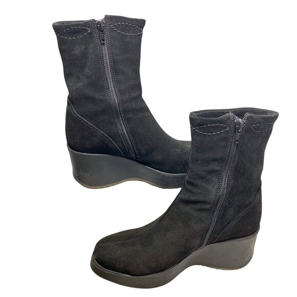 La Canadienne  Orly Black Suede Platform‎ Wedge Waterproof Boots - Picture 9 of 12